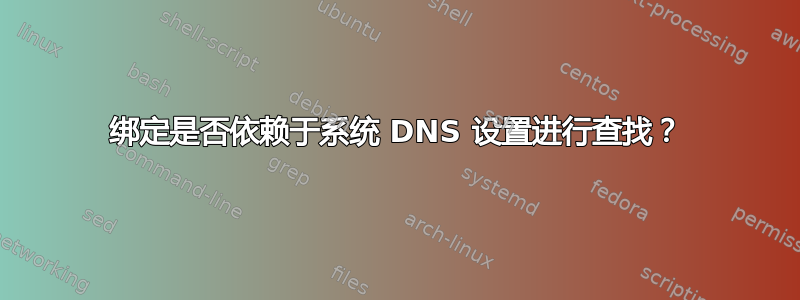 绑定是否依赖于系统 DNS 设置进行查找？