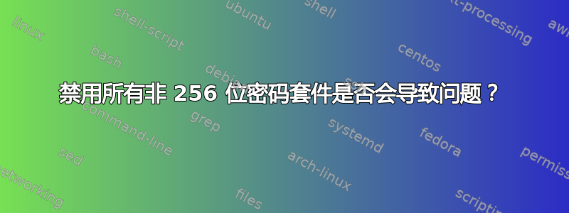 禁用所有非 256 位密码套件是否会导致问题？