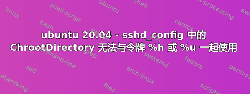 ubuntu 20.04 - sshd_config 中的 ChrootDirectory 无法与令牌 %h 或 %u 一起使用