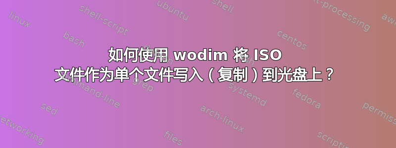 如何使用 wodim 将 ISO 文件作为单个文件写入（复制）到光盘上？