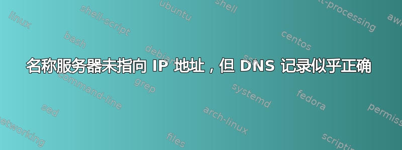 名称服务器未指向 IP 地址，但 DNS 记录似乎正确