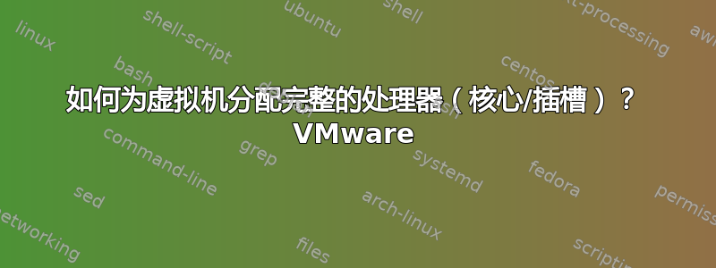 如何为虚拟机分配完整的处理器（核心/插槽）？ VMware