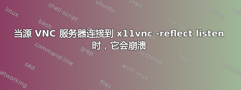 当源 VNC 服务器连接到 x11vnc -reflect listen 时，它会崩溃