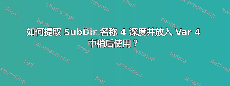 如何提取 SubDir 名称 4 深度并放入 Var 4 中稍后使用？