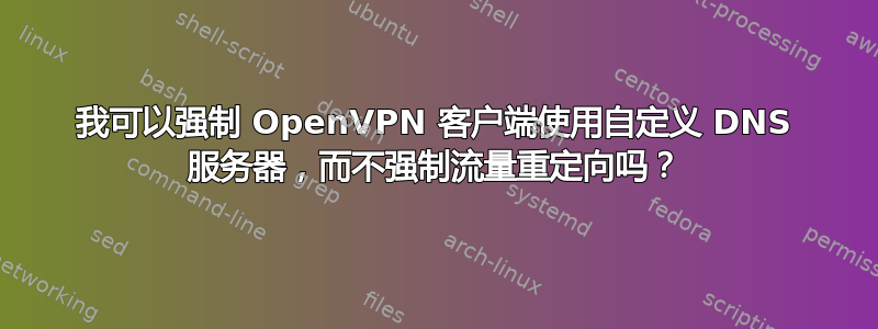 我可以强制 OpenVPN 客户端使用自定义 DNS 服务器，而不强制流量重定向吗？