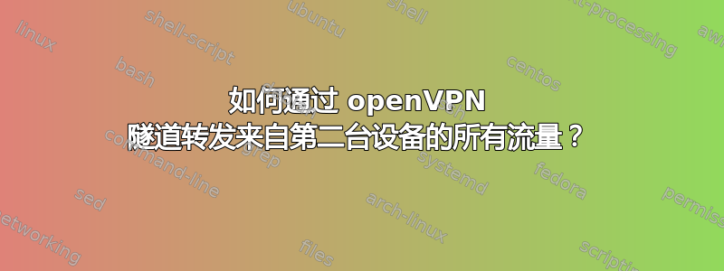 如何通过 openVPN 隧道转发来自第二台设备的所有流量？