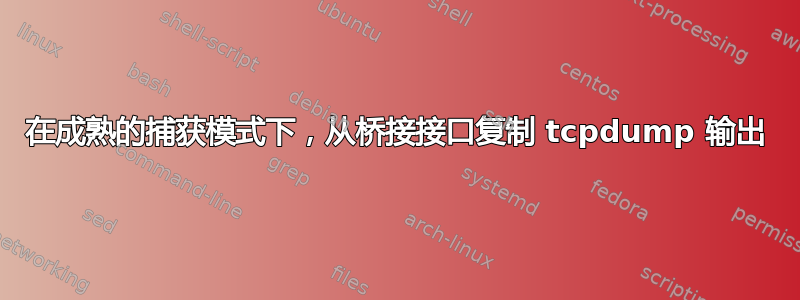 在成熟的捕获模式下，从桥接接口复制 tcpdump 输出