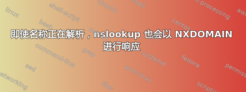 即使名称正在解析，nslookup 也会以 NXDOMAIN 进行响应