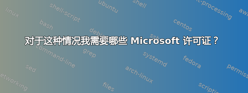 对于这种情况我需要哪些 Microsoft 许可证？