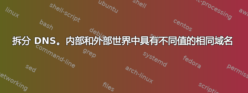 拆分 DNS。内部和外部世界中具有不同值的相同域名