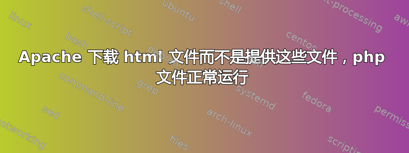 Apache 下载 html 文件而不是提供这些文件，php 文件正常运行