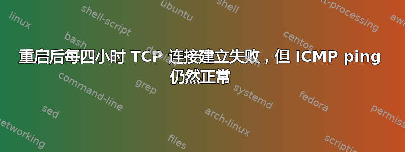 重启后每四小时 TCP 连接建立失败，但 ICMP ping 仍然正常