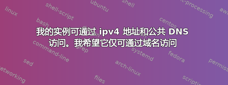 我的实例可通过 ipv4 地址和公共 DNS 访问。我希望它仅可通过域名访问