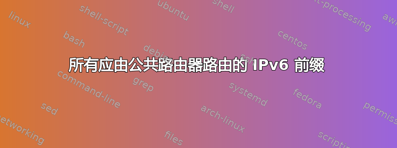 所有应由公共路由器路由的 IPv6 前缀