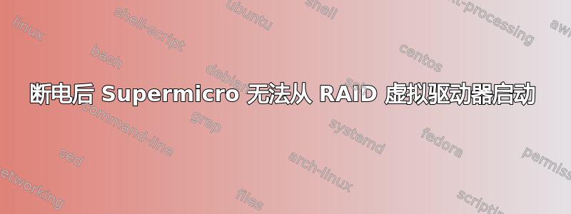 断电后 Supermicro 无法从 RAID 虚拟驱动器启动