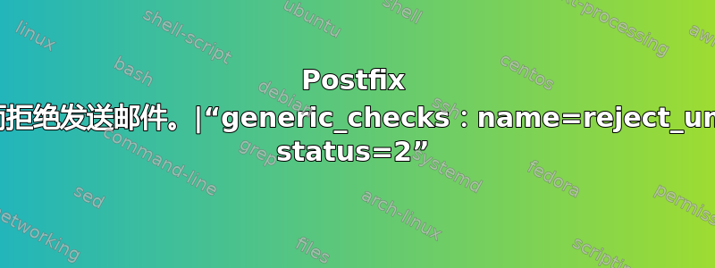 Postfix 因“中继访问被拒绝”而拒绝发送邮件。|“generic_checks：name=reject_unauth_destination status=2”