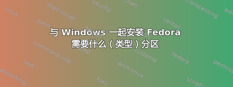 与 Windows 一起安装 Fedora 需要什么（类型）分区