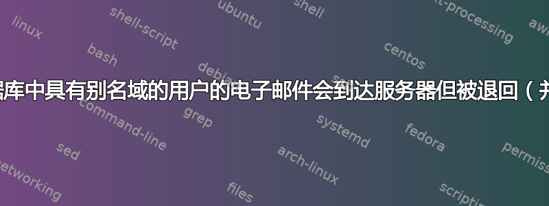 为什么发送给我的数据库中具有别名域的用户的电子邮件会到达服务器但被退回（并且未创建收件箱）？