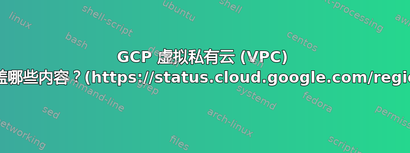 GCP 虚拟私有云 (VPC) 的服务健康状况涵盖哪些内容？(https://status.cloud.google.com/regional/americas)