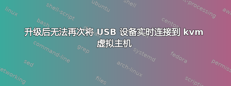 升级后无法再次将 USB 设备实时连接到 kvm 虚拟主机