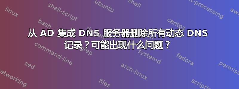 从 AD 集成 DNS 服务器删除所有动态 DNS 记录？可能出现什么问题？