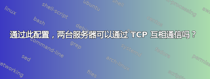 通过此配置，两台服务器可以通过 TCP 互相通信吗？