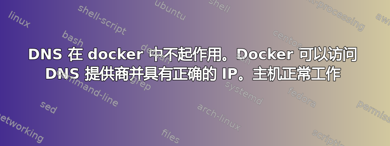 DNS 在 docker 中不起作用。Docker 可以访问 DNS 提供商并具有正确的 IP。主机正常工作