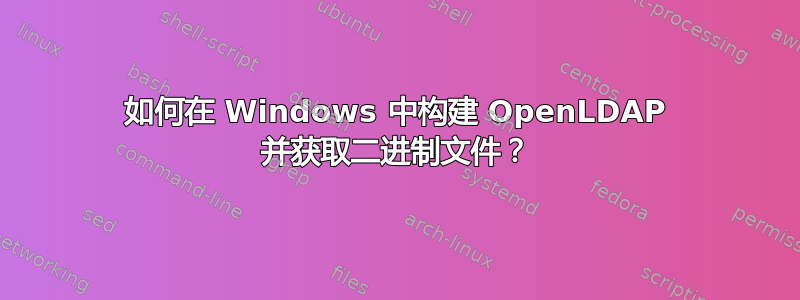 如何在 Windows 中构建 OpenLDAP 并获​​取二进制文件？