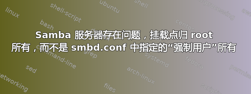 Samba 服务器存在问题，挂载点归 root 所有，而不是 smbd.conf 中指定的“强制用户”所有