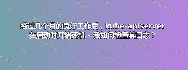 经过几个月的良好工作后，kube-apiserver 在启动时开始死机 - 我如何检查其日志？