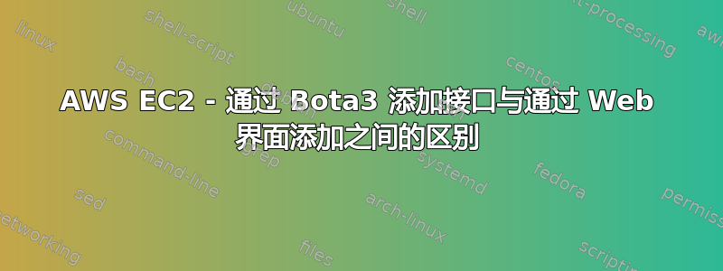 AWS EC2 - 通过 Bota3 添加接口与通过 Web 界面添加之间的区别