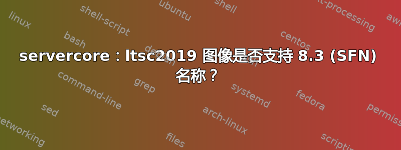 servercore：ltsc2019 图像是否支持 8.3 (SFN) 名称？