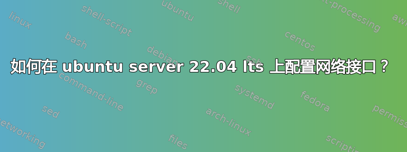 如何在 ubuntu server 22.04 lts 上配置网络接口？