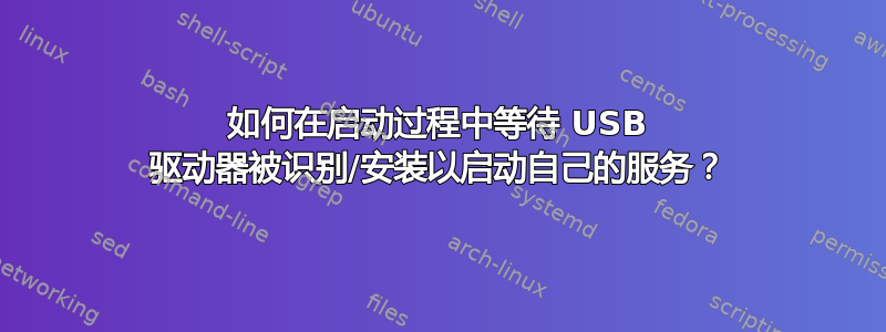 如何在启动过程中等待 USB 驱动器被识别/安装以启动自己的服务？