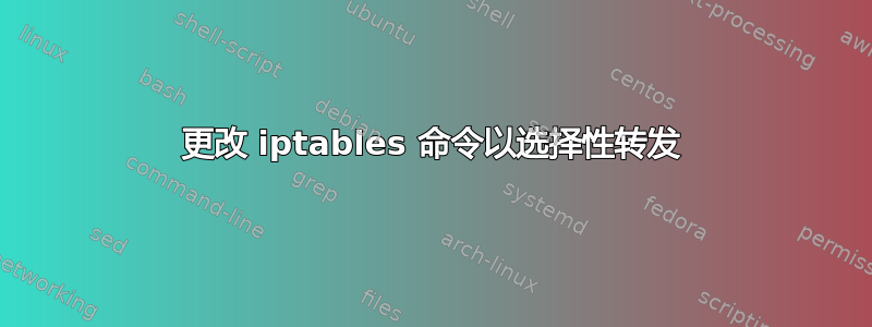 更改 iptables 命令以选择性转发