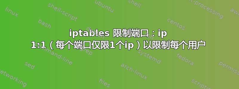 iptables 限制端口：ip 1:1（每个端口仅限1个ip）以限制每个用户