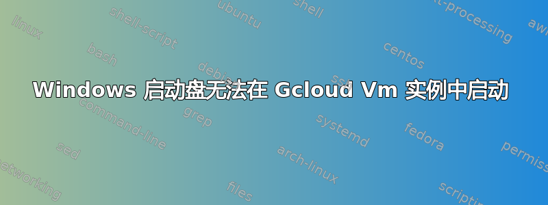 Windows 启动盘无法在 Gcloud Vm 实例中启动