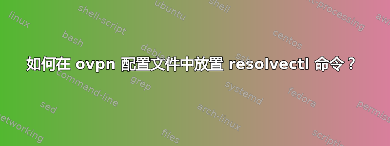 如何在 ovpn 配置文件中放置 resolvectl 命令？