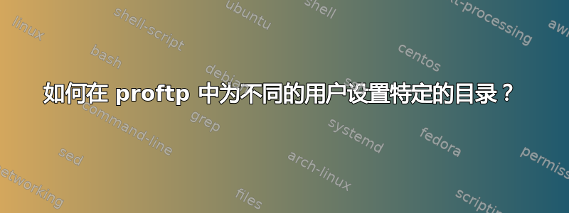 如何在 proftp 中为不同的用户设置特定的目录？