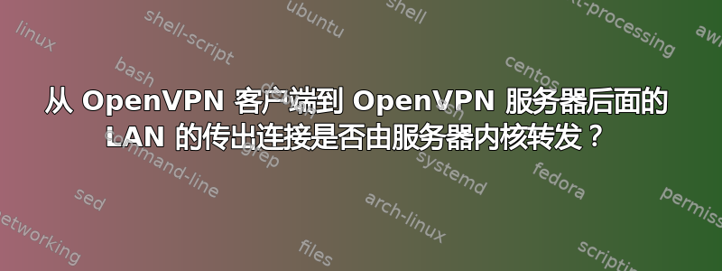 从 OpenVPN 客户端到 OpenVPN 服务器后面的 LAN 的传出连接是否由服务器内核转发？