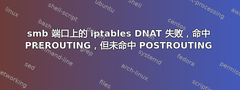 smb 端口上的 iptables DNAT 失败，命中 PREROUTING，但未命中 POSTROUTING