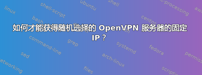 如何才能获得随机选择的 OpenVPN 服务器的固定 IP？