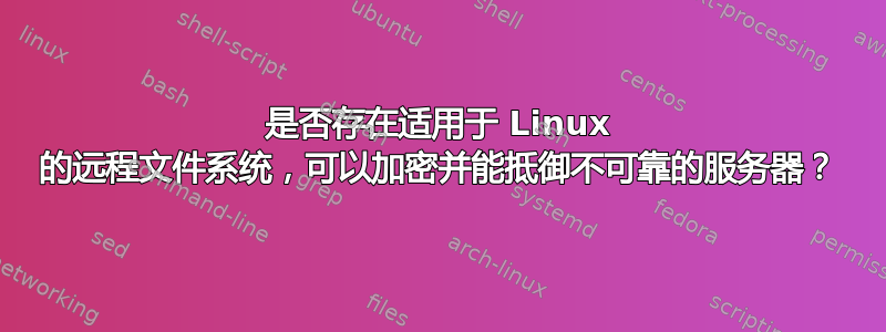 是否存在适用于 Linux 的远程文件系统，可以加密并能抵御不可靠的服务器？