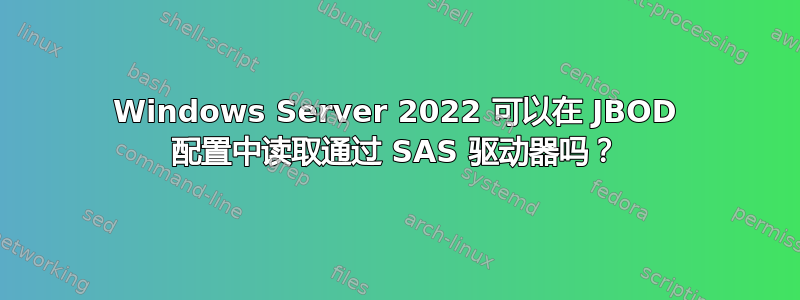 Windows Server 2022 可以在 JBOD 配置中读取通过 SAS 驱动器吗？