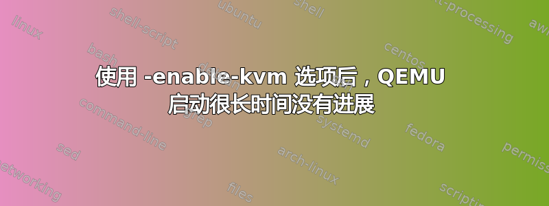 使用 -enable-kvm 选项后，QEMU 启动很长时间没有进展