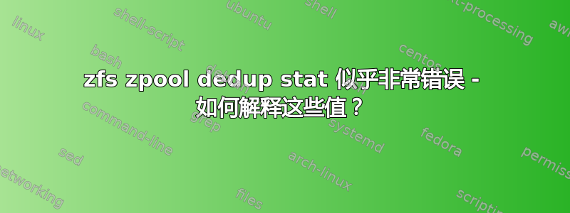 zfs zpool dedup stat 似乎非常错误 - 如何解释这些值？