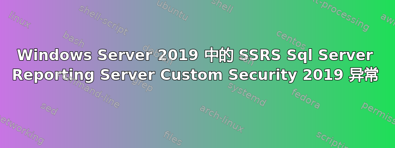 Windows Server 2019 中的 SSRS Sql Server Reporting Server Custom Security 2019 异常