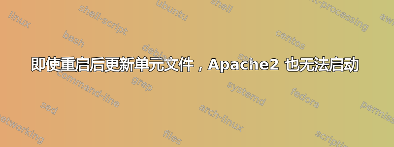 即使重启后更新单元文件，Apache2 也无法启动