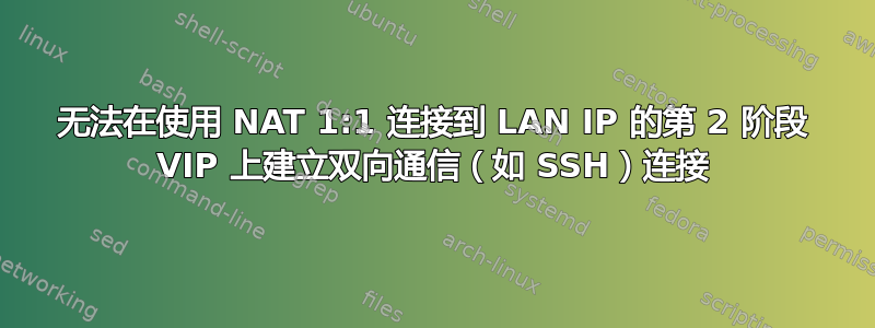 无法在使用 NAT 1:1 连接到 LAN IP 的第 2 阶段 VIP 上建立双向通信（如 SSH）连接