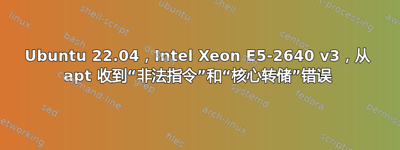 Ubuntu 22.04，Intel Xeon E5-2640 v3，从 apt 收到“非法指令”和“核心转储”错误